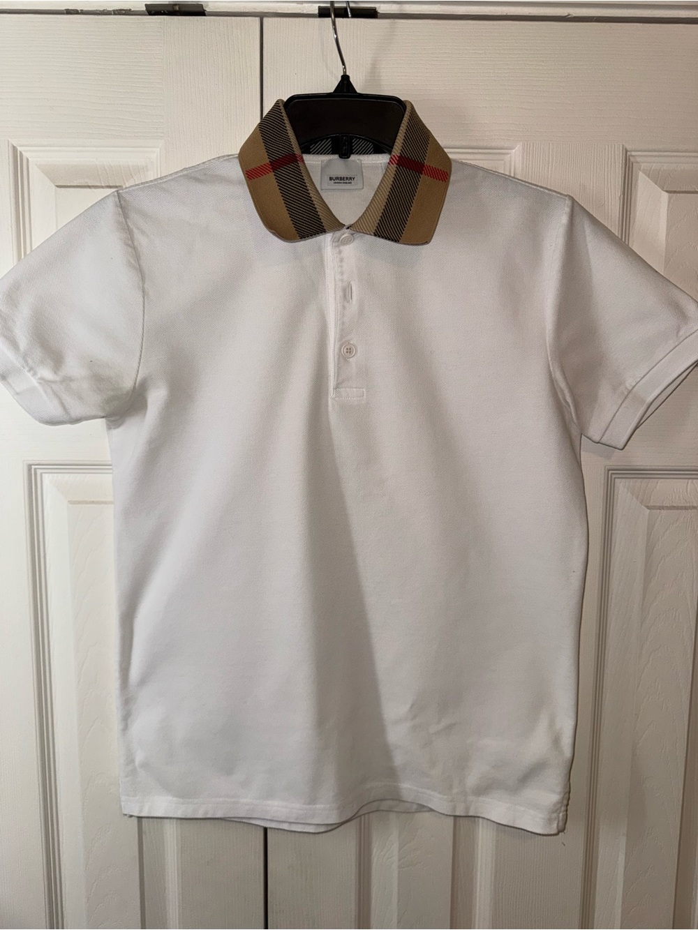 Burberry White Polo with Nova Check Collar